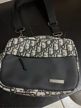 Black and Ivory Monogram Crossbody Shoulder Bag